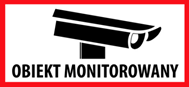 Piktogram kamery i napis „Obiekt monitorowany”