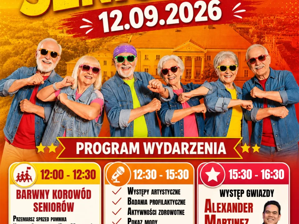 Plakat Kieleckich Senioraliów. Pełny program wydarzenia znajduje się poniżej.