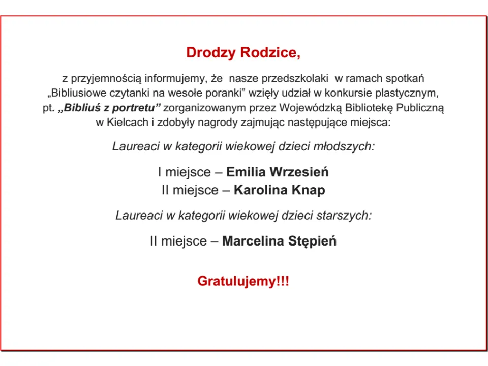 Konkurs "Bibliuś z portretu"